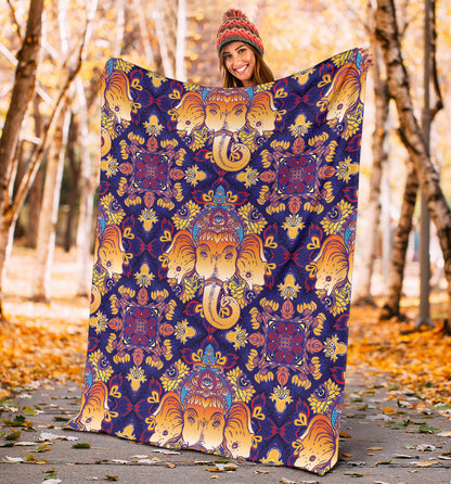 Ganesha Pattern Print Design 01 Premium Blanket