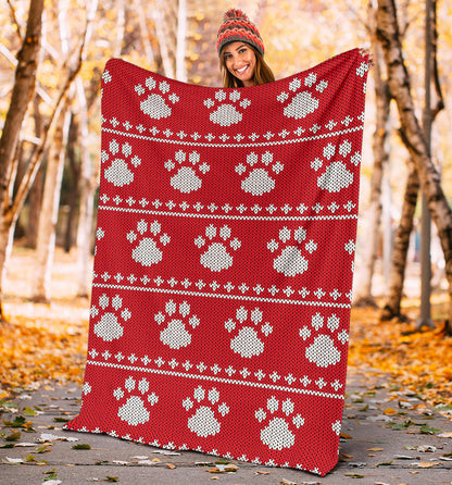 Knit Paw Pattern Print Design 03 Premium Blanket