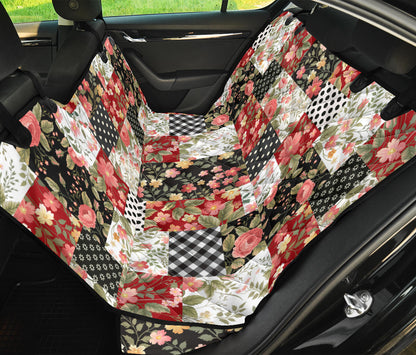 Patchwork Flower Pattern Print Design 03 Rear Dog Car Seat Cover Hammock