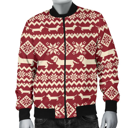 Dachshund Pattern Print Design 09 Men Bomber Jacket