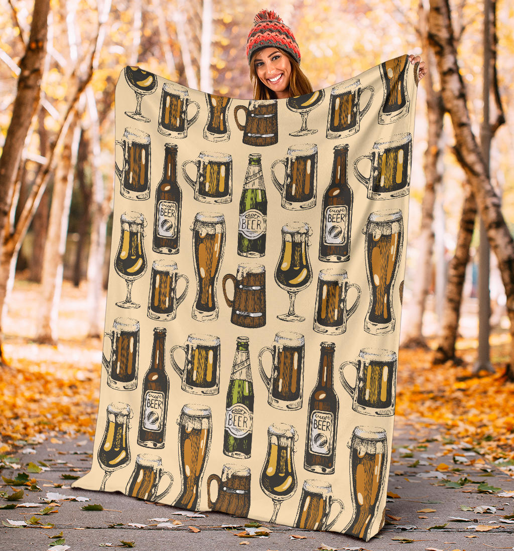 Beer Pattern Print Design 04 Premium Blanket