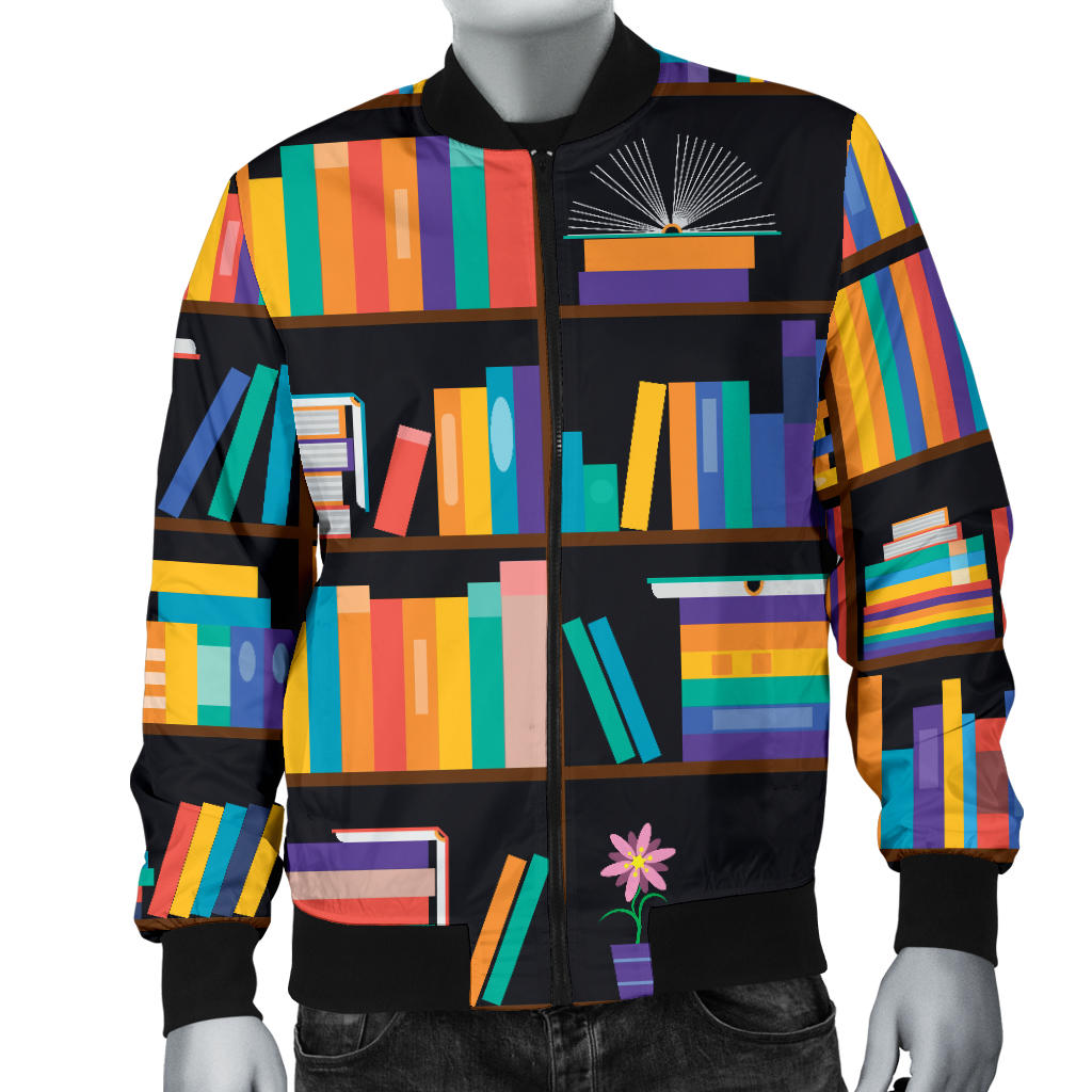 Book Pattern Print Design 05 Men Bomber Jacket