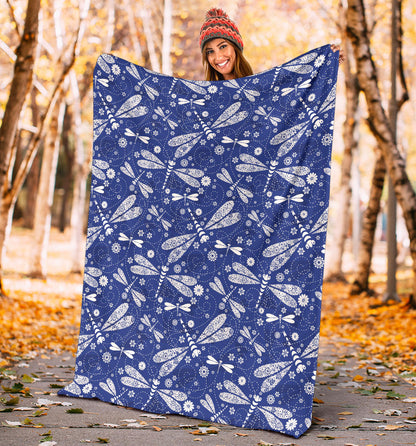 Dragonfly Pattern Print Design 03 Premium Blanket