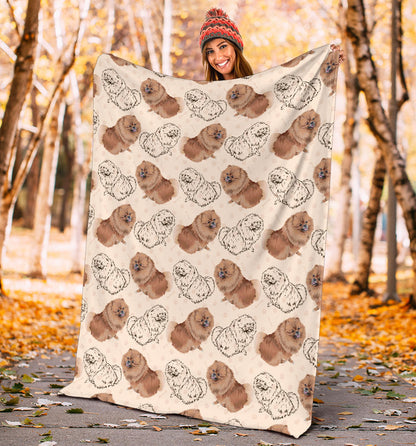 Pomeranians Pattern Print Design A01 Premium Blanket