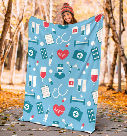 Nurse Pattern Print Design A03 Premium Blanket