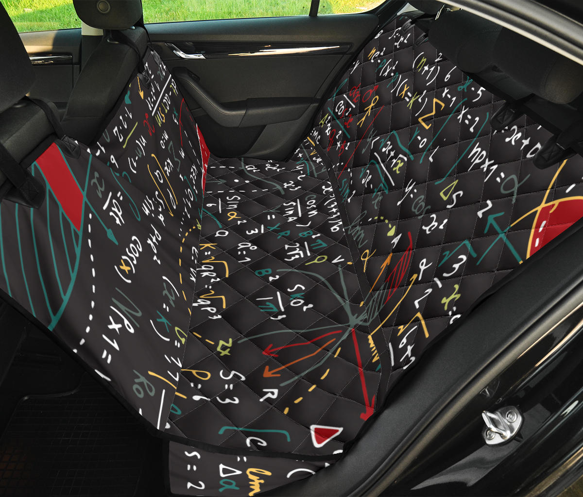 Math Pattern Print Design 04 Rear Dog Car Seat Cover Hammock