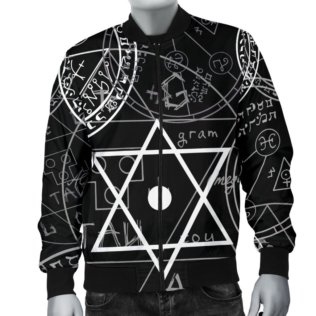 Pentagram Pattern Print Design A01 Men Bomber Jacket
