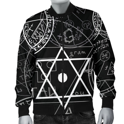 Pentagram Pattern Print Design A01 Men Bomber Jacket
