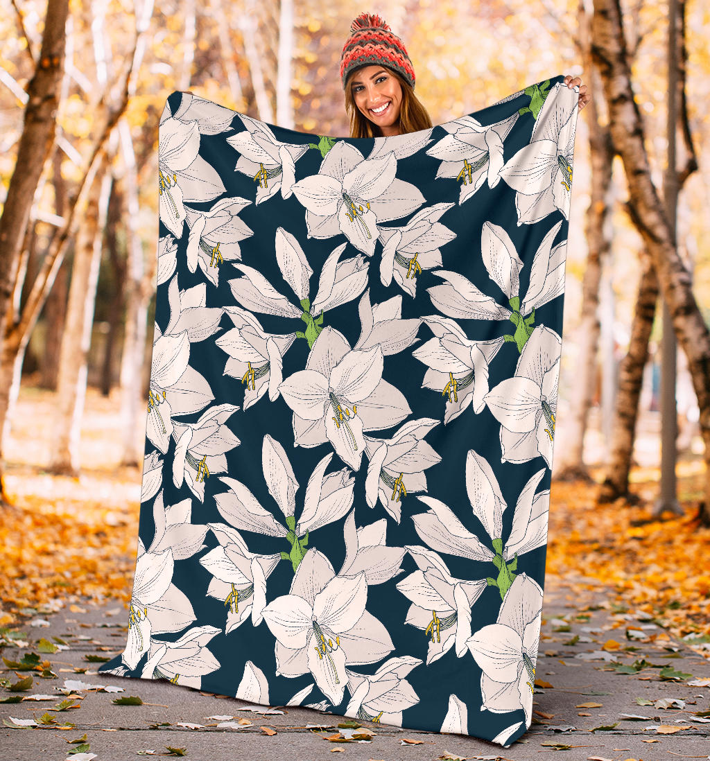 Amaryllis Pattern Print Design 01 Premium Blanket