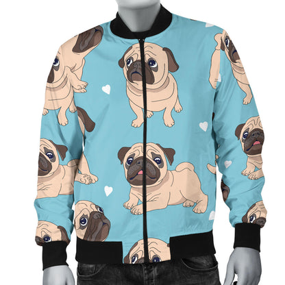 Pug Pattern Print Design A03 Men Bomber Jacket