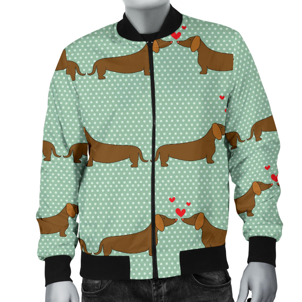 Dachshund Pattern Print Design 02 Men Bomber Jacket