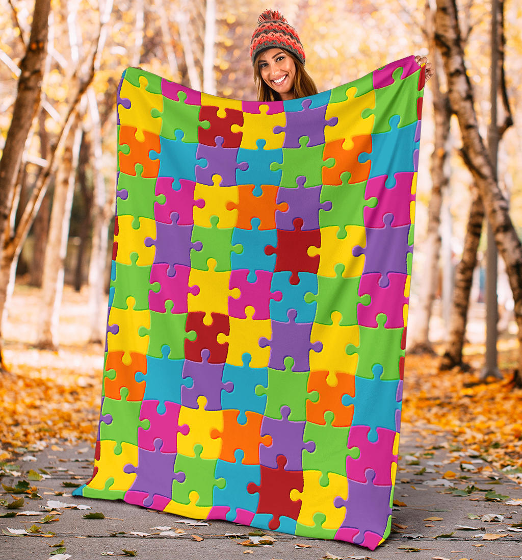 Autism Awareness Pattern Print Design 02 Premium Blanket