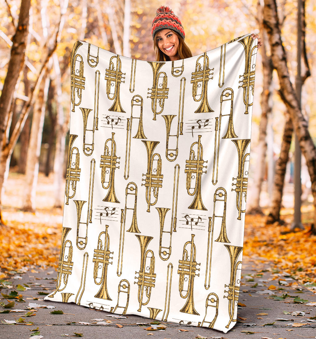 Trombone Pattern Print Design 04 Premium Blanket