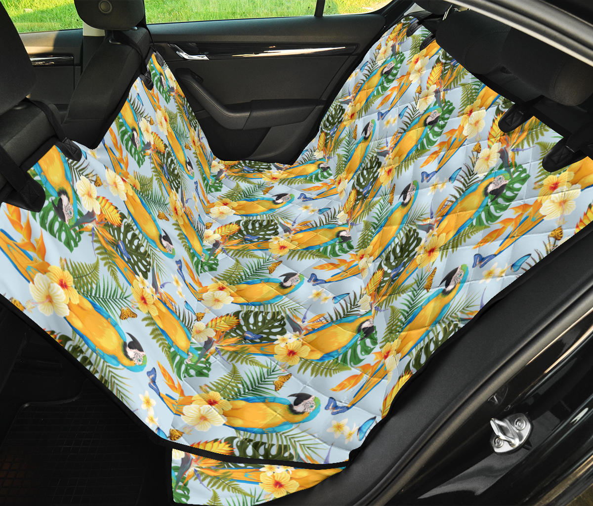 Parrot Pattern Print Design A04 Rear Dog Car Seat Cover Hammock