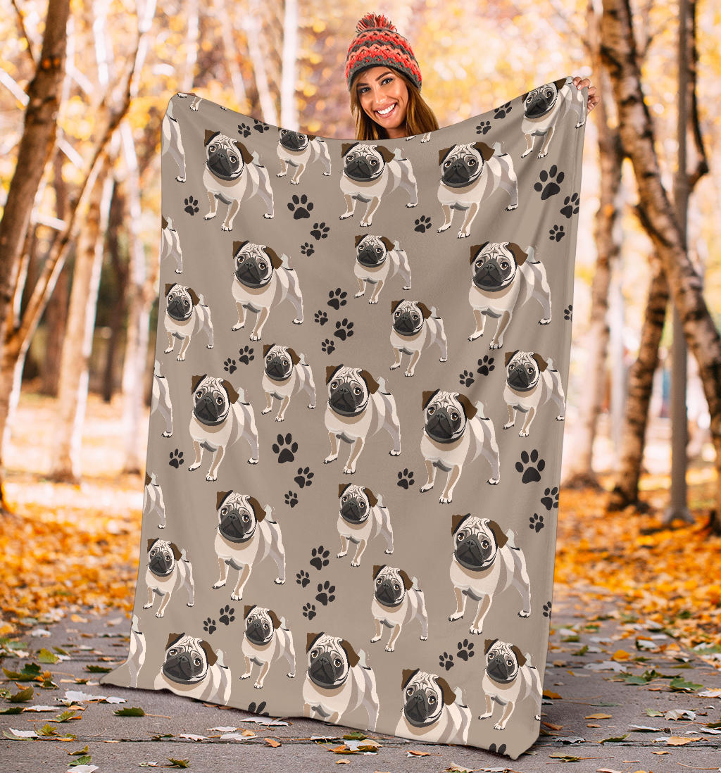 Pug Pattern Print Design A04 Premium Blanket