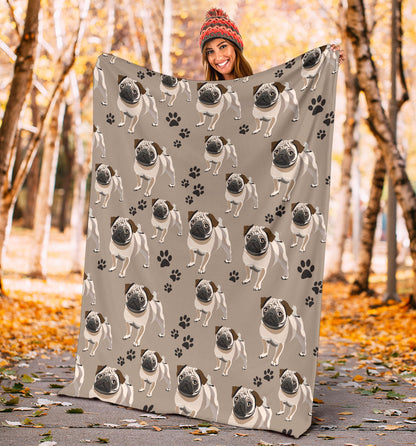 Pug Pattern Print Design A04 Premium Blanket