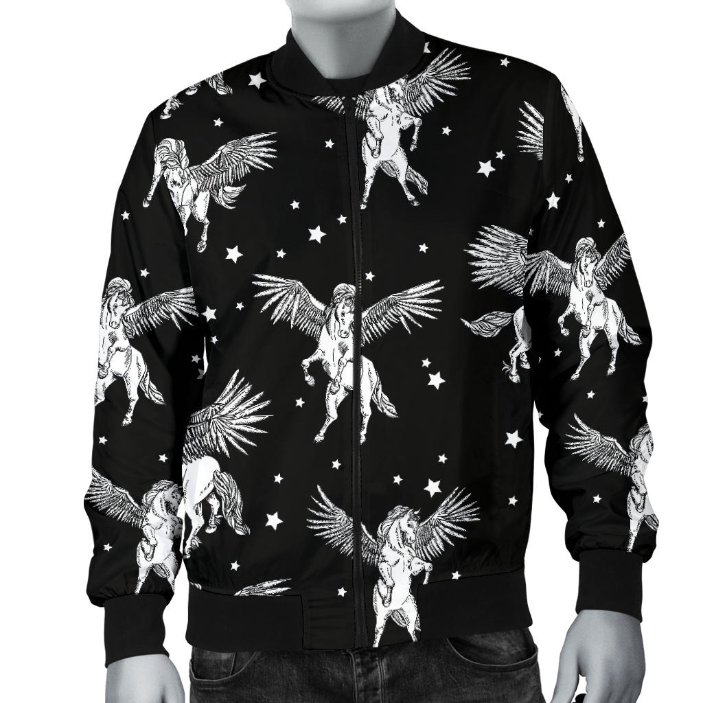 Pegasus Pattern Print Design 01 Men Bomber Jacket