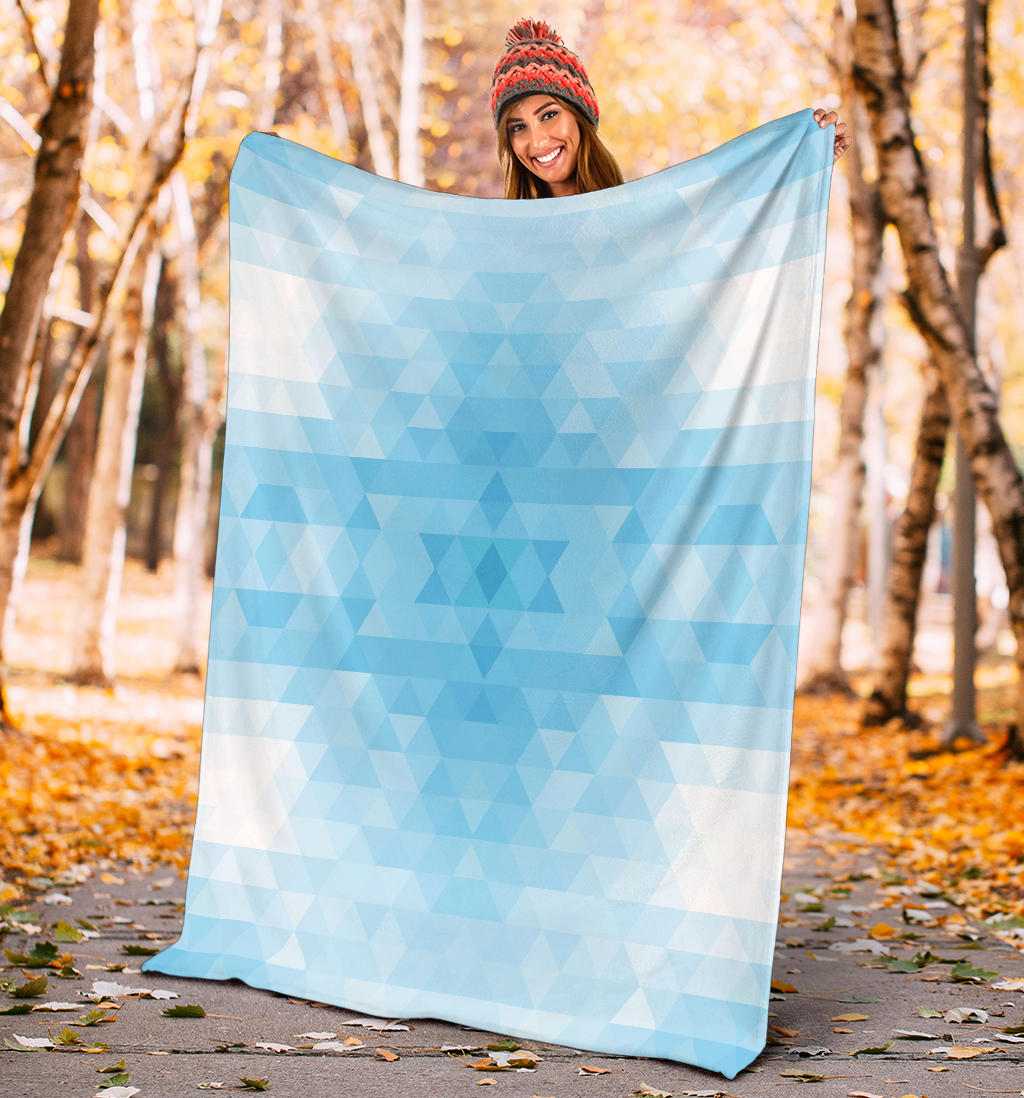 Geometric Blue Pattern Print Design 01 Premium Blanket
