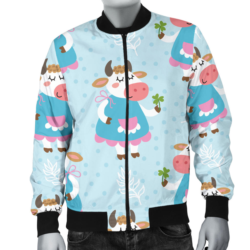 Cattle Happy Pattern Print Design 03 Men Bomber Jacket