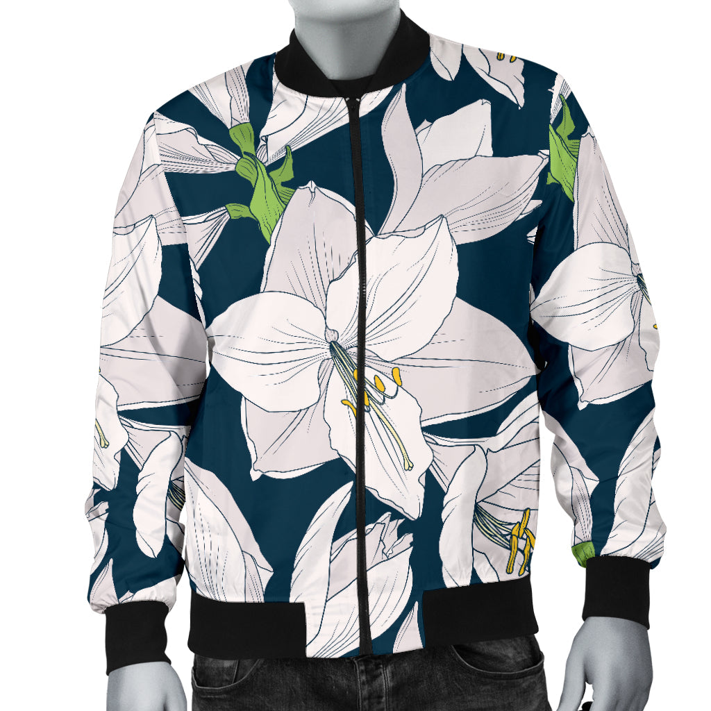 Amaryllis Pattern Print Design 01 Men Bomber Jacket