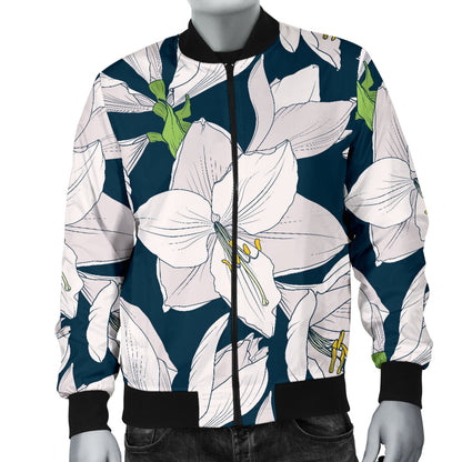 Amaryllis Pattern Print Design 01 Men Bomber Jacket