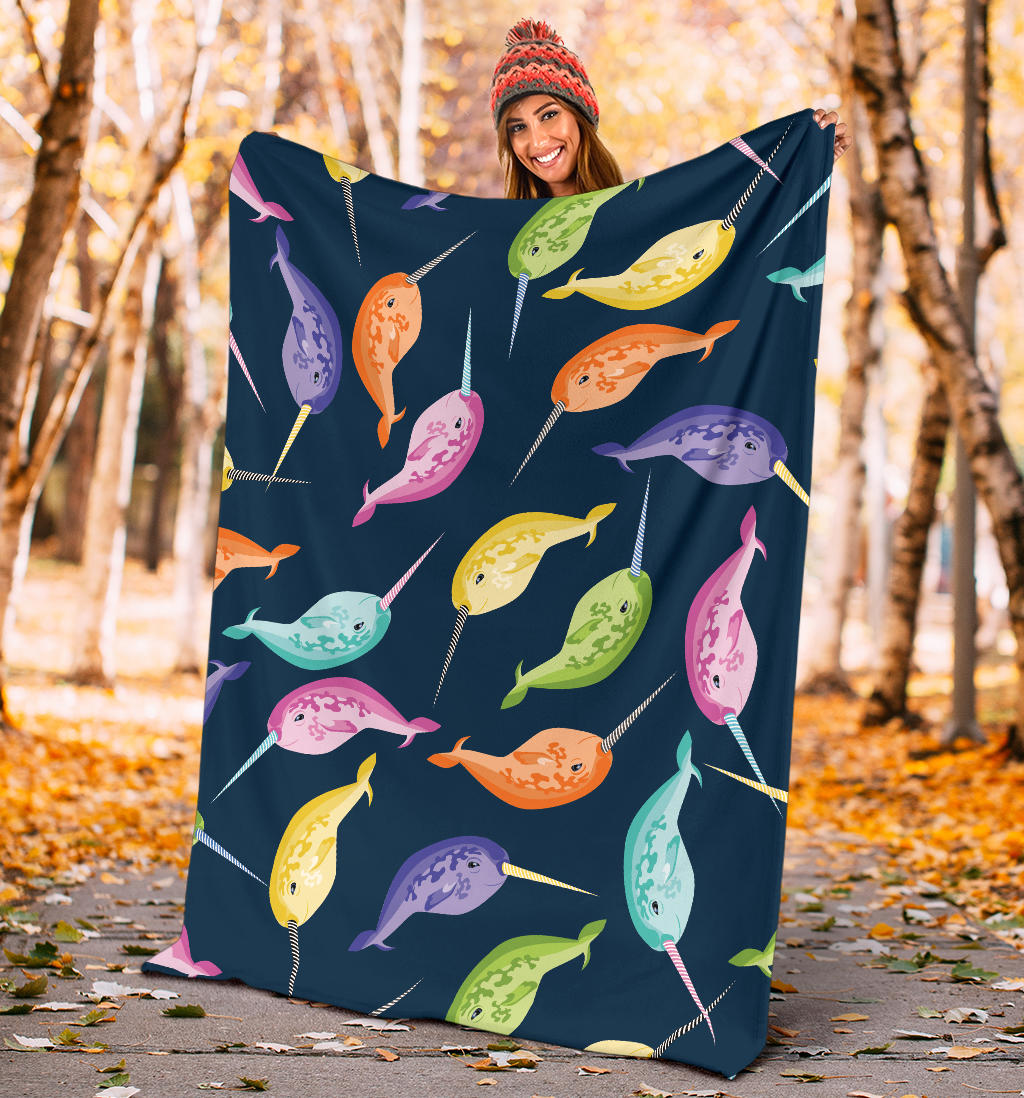 Narwhal Colorful Pattern Print Design 03 Premium Blanket