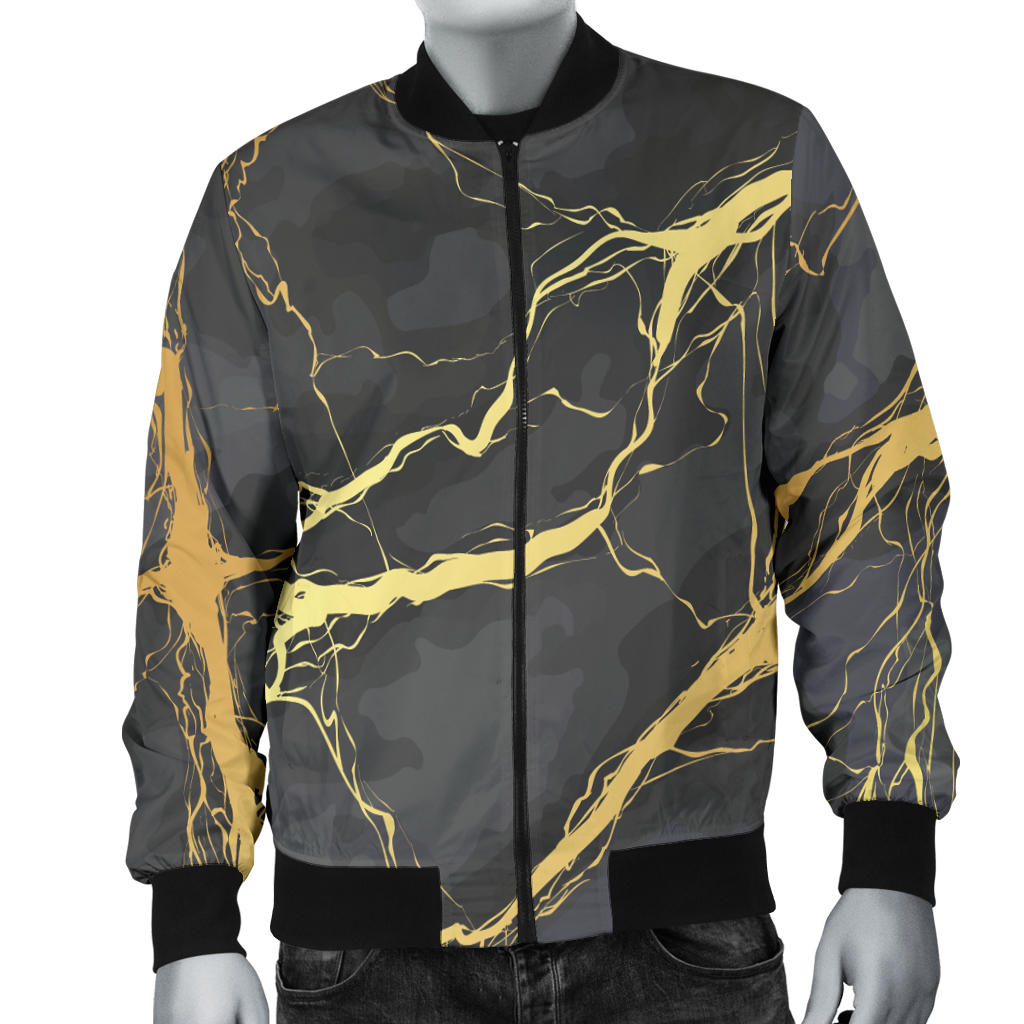 Marble Pattern Print Design 02 Men Bomber Jacket