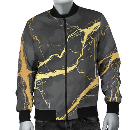 Marble Pattern Print Design 02 Men Bomber Jacket