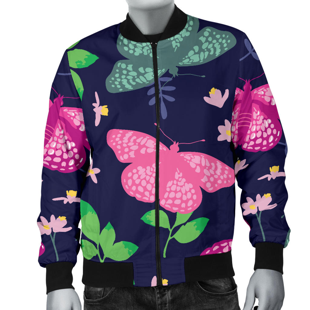 Monarch Butterfly Pattern Print Design 03 Men Bomber Jacket