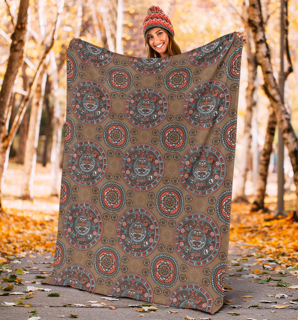 Calendar Aztec Pattern Print Design 03 Premium Blanket