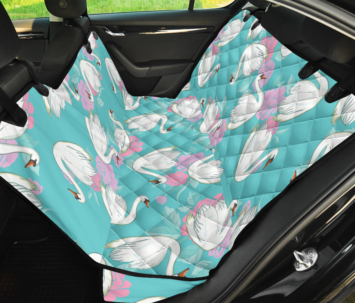 Swan Pattern Print Design 03 Rear Dog Car Seat Cover Hammock