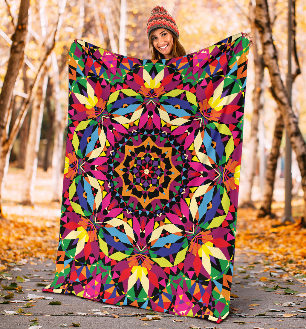 Kaleidoscope Pattern Print Design 02 Premium Blanket