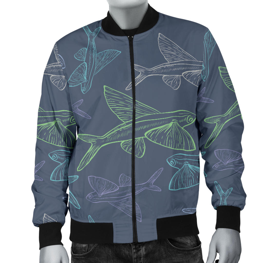 Flying Fish Pattern Print Design 02 Men Bomber Jacket