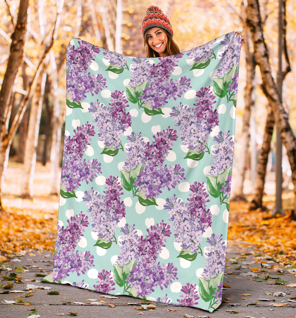 Lilac Pattern Print Design 02 Premium Blanket