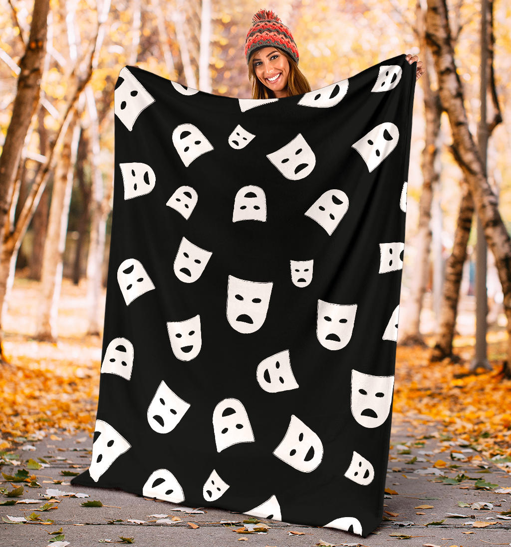 Acting Mask Pattern Print Design 03 Premium Blanket