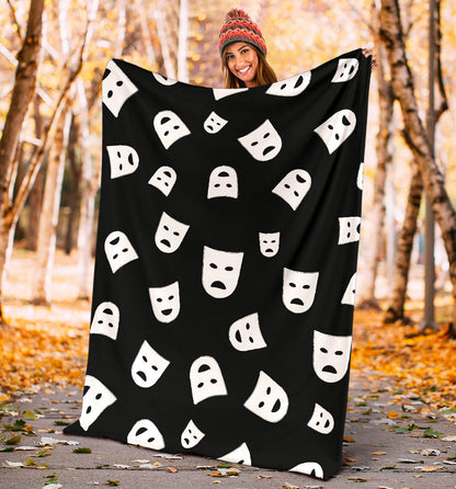 Acting Mask Pattern Print Design 03 Premium Blanket