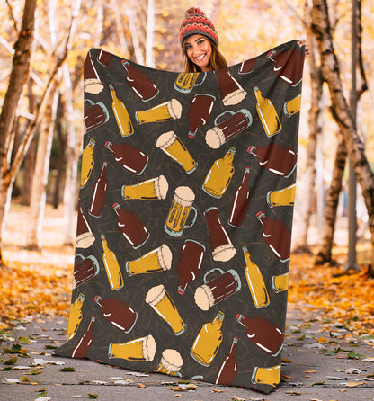 Beer Pattern Print Design 03 Premium Blanket