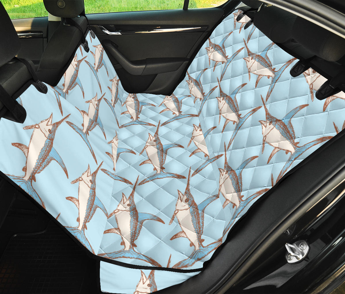 Swordfish Pattern Print Design 01 Rear Dog Car Seat Cover Hammock