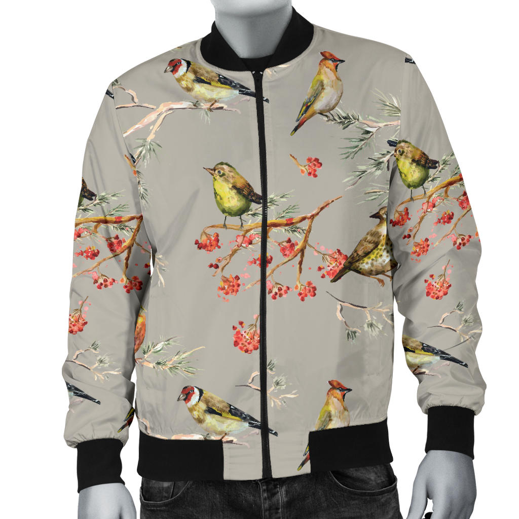 Birds Pattern Print Design 03 Men Bomber Jacket