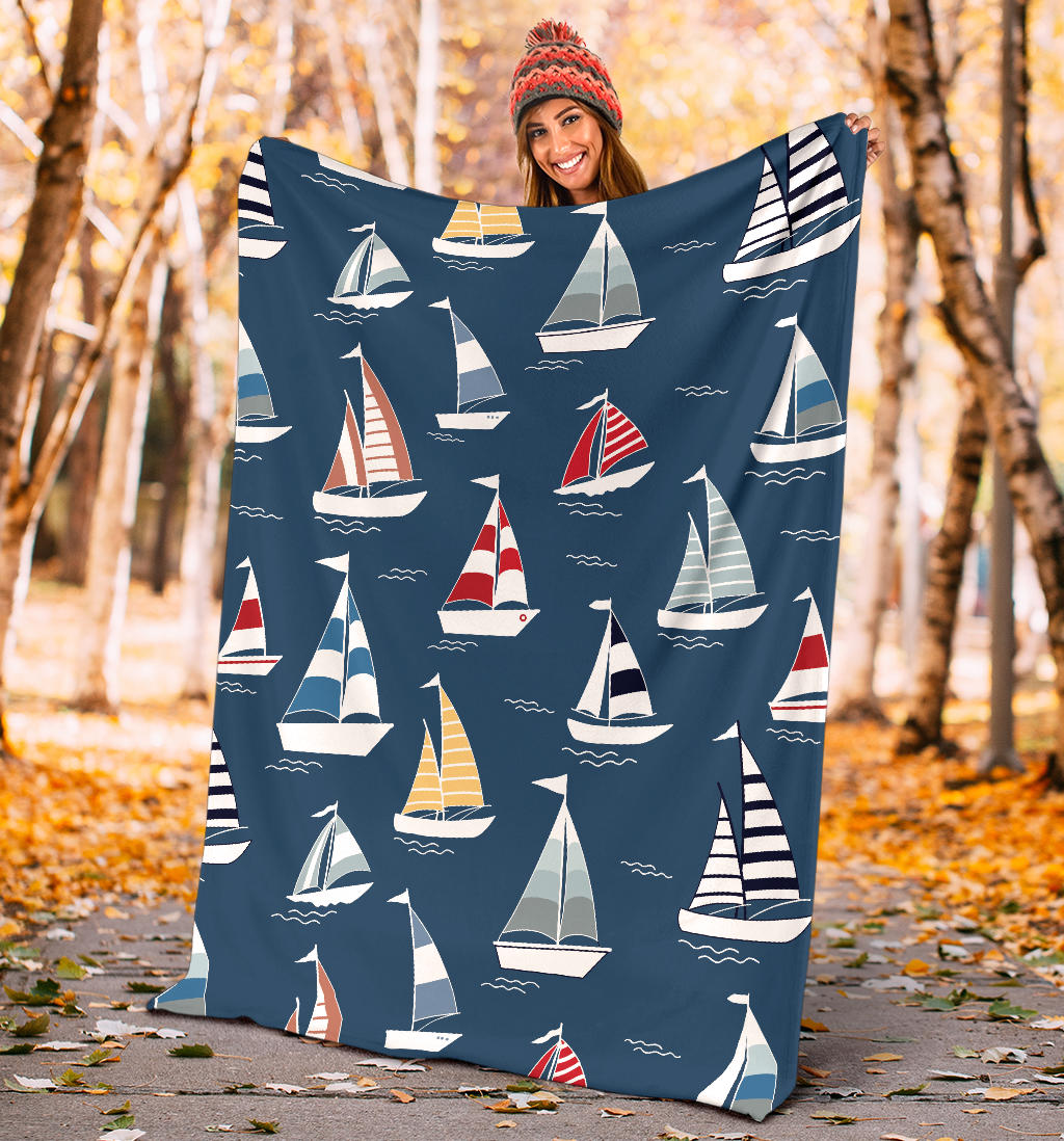 Sailing Ships Pattern Print Design A04 Premium Blanket