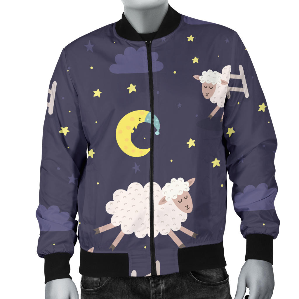 Sheep Night Pattern Print Design 02 Men Bomber Jacket