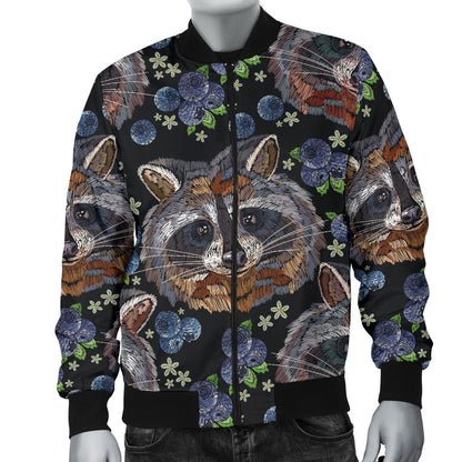 Raccoon Pattern Print Design A03 Men Bomber Jacket