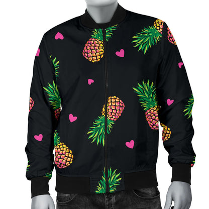 Neon Pineapple Pattern Print Design A04 Men Bomber Jacket