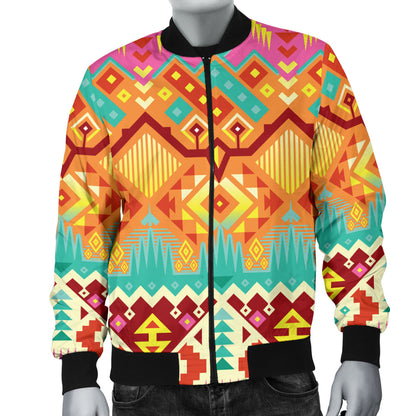 Aztec Pattern Print Design 03 Men Bomber Jacket