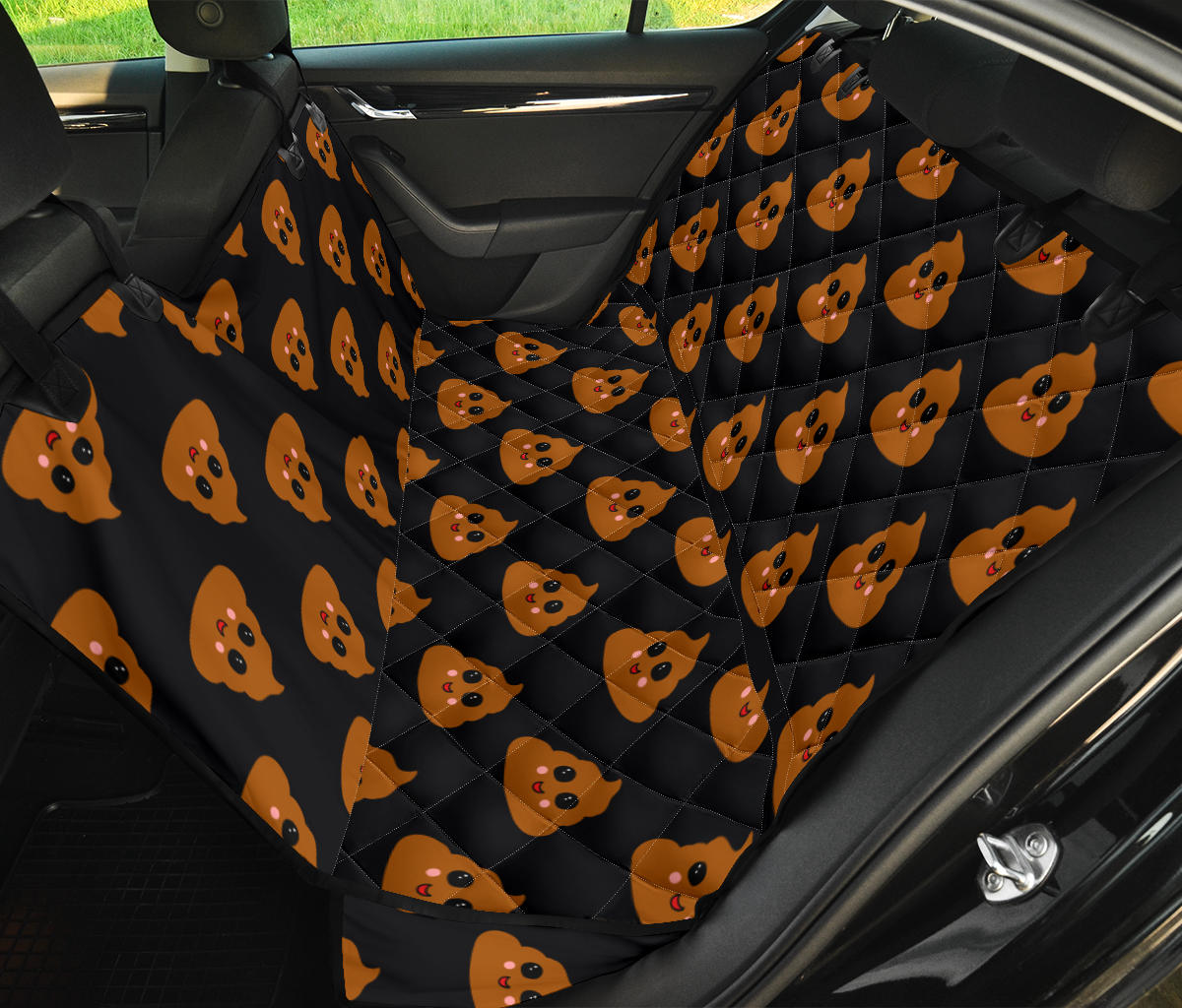 Poop Emoji Pattern Print Design A01 Rear Dog Car Seat Cover Hammock