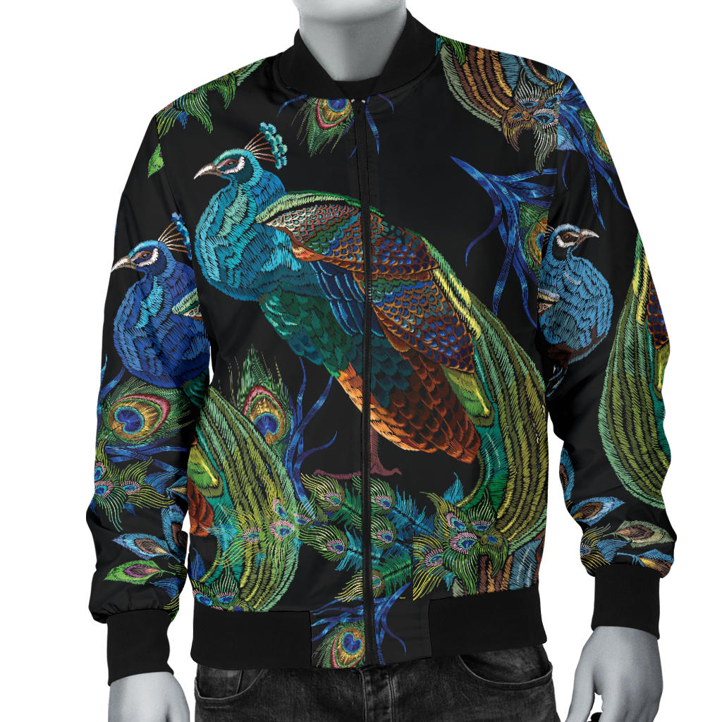 Peacock Pattern Print Design A04 Men Bomber Jacket