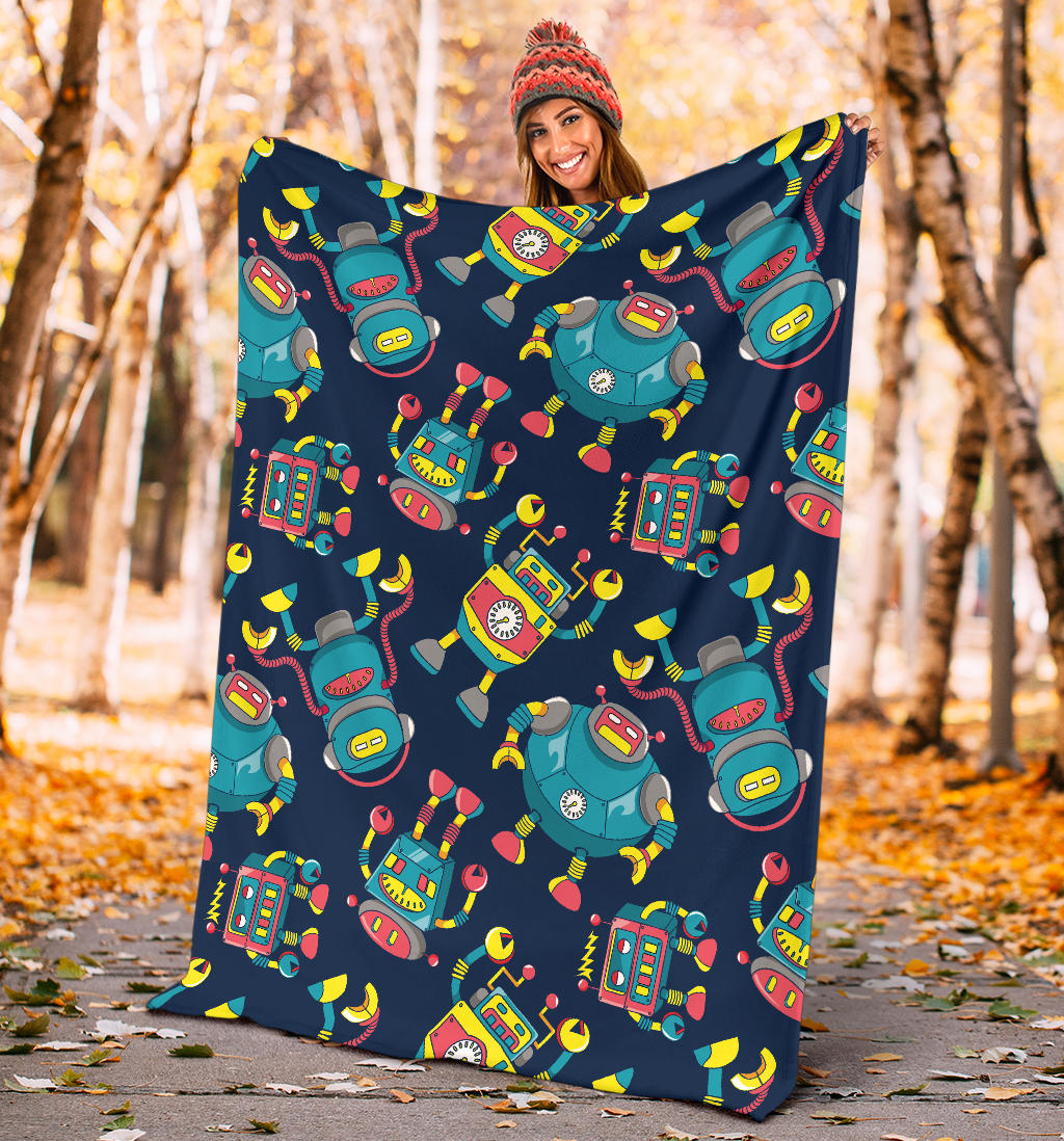 Robot Pattern Print Design A05 Premium Blanket