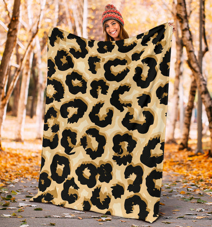 Jaguar Skin Pattern Print Design 02 Premium Blanket