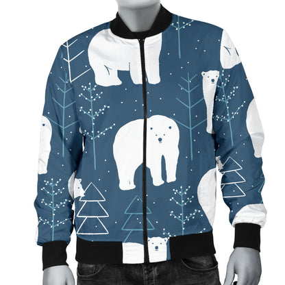 Polar Bear Pattern Print Design A01 Men Bomber Jacket