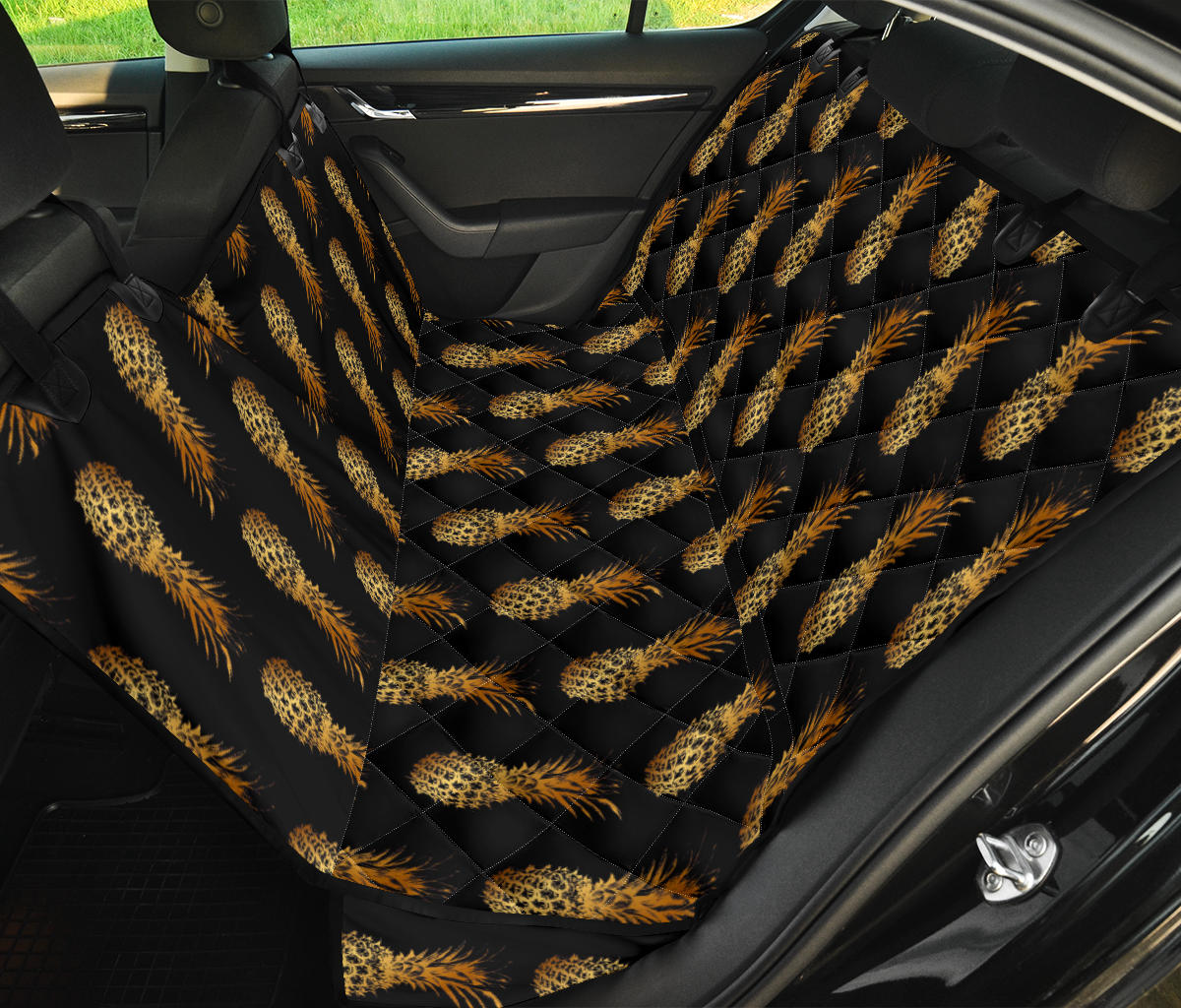 Pineapple Pattern Print Design A02 Rear Dog Car Seat Cover Hammock